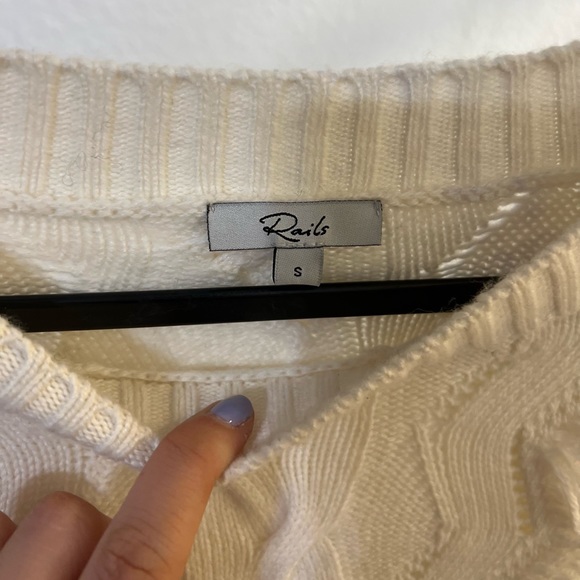 Never Worn Rails Francis Eyelash Fringe Cable Knit Ivory Sweater in Small - Picture 4 of 6
